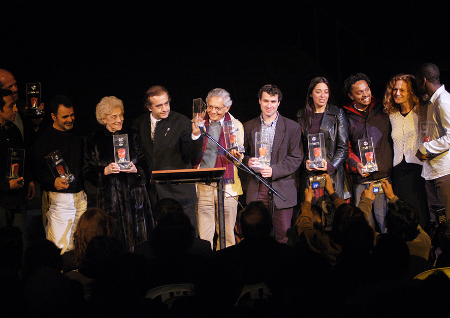 Edgar Saba con Carlos Sorin, Elvira Travesí en la entrega de premios del Festival de Cine de Lima