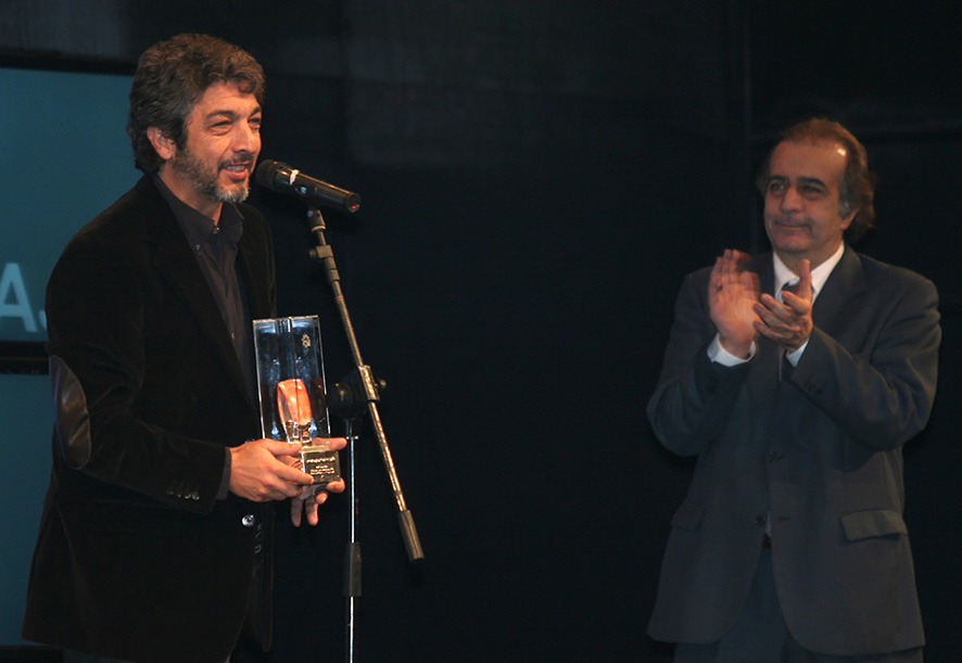 Edgar Saba con Ricardo Darin en el Festival de Cine de Lima